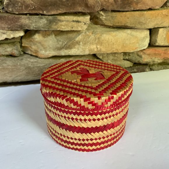 3 Box Set Baskets Red Stacking Graduated Dog Motif Boho Storage Decor Organizing - Picture 10 of 16
